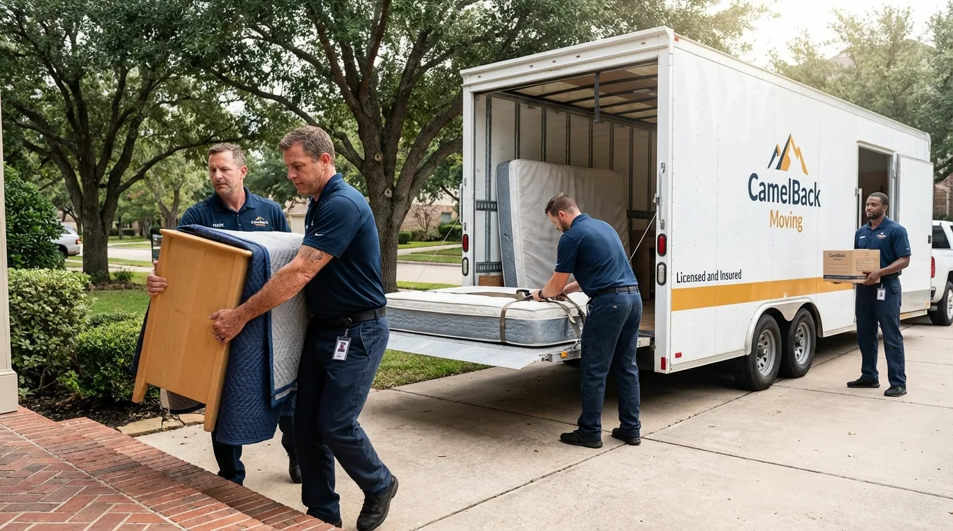 Crew loading residential truck for cross-state move from South Lebanon, OH