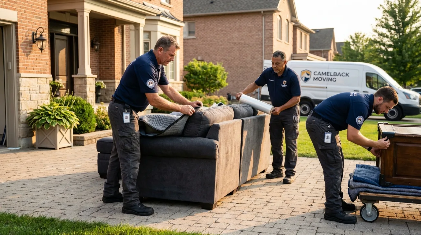 Large estate moving crew wrapping furniture in South Lebanon, OH