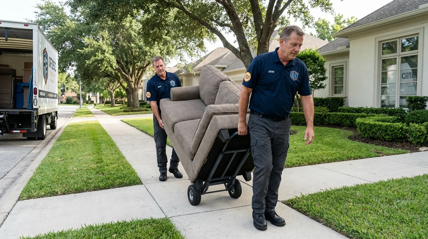 Local residential moving crew loading furniture in South Lebanon, OH